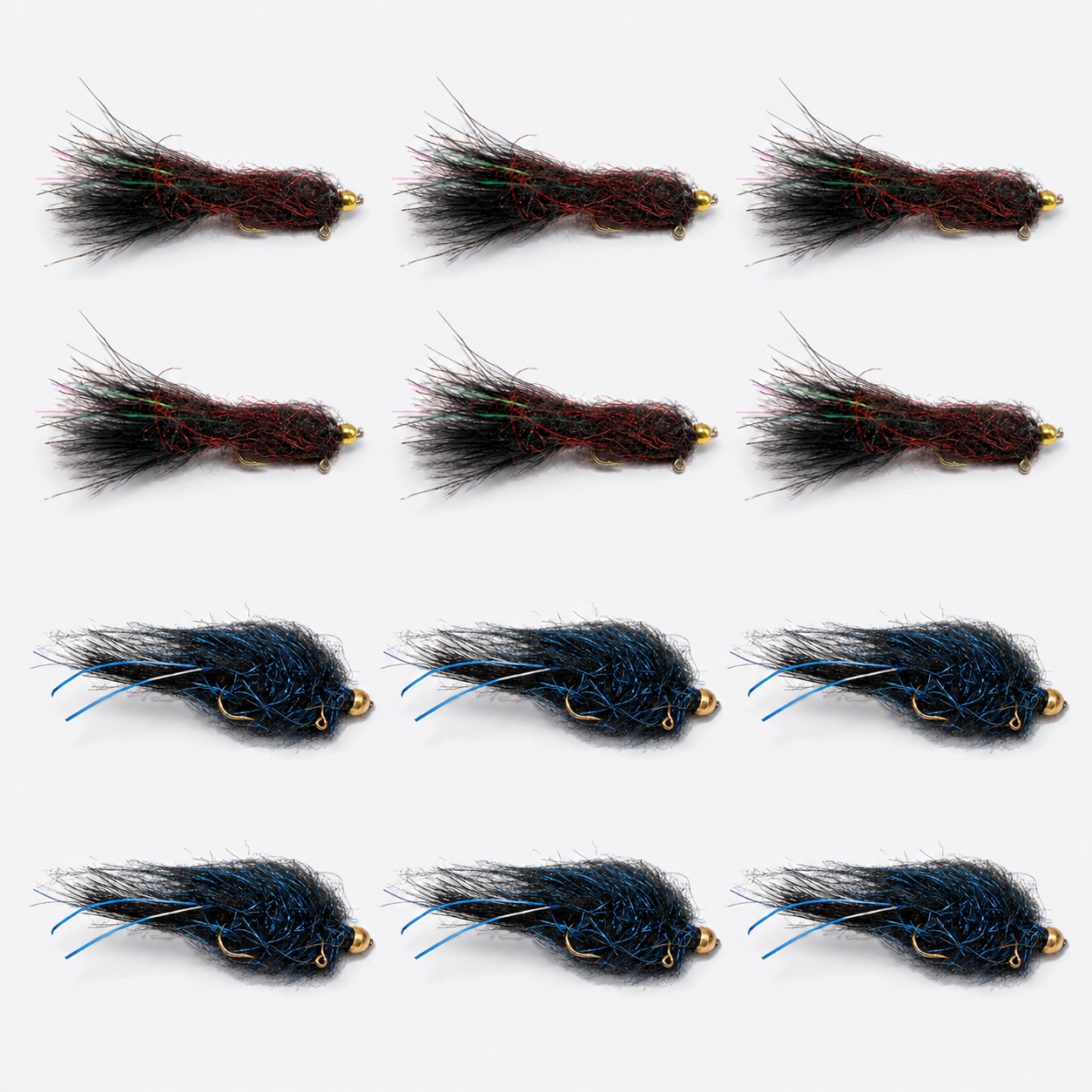 12 Pack Balanced Leech — 12 flies, balanced12 pack layout