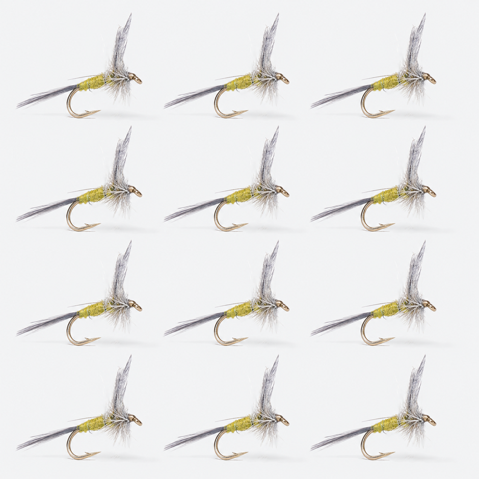 12 Pack Blue Wing Olive — 12 flies, bwo pack layout