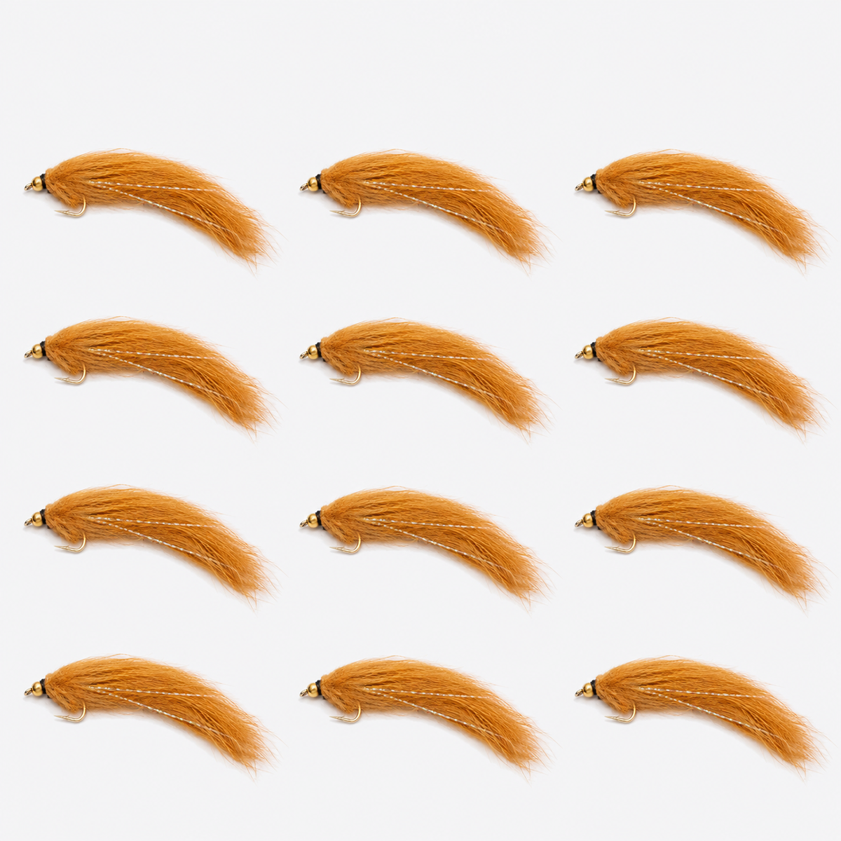 12 Pack Pine Squirrel Leech — 12 flies, pine brown pack layout
