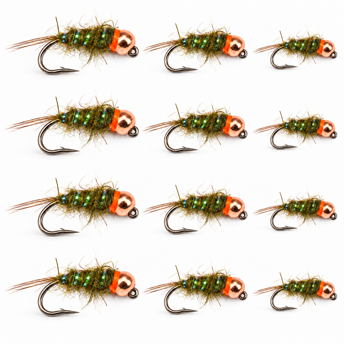 12-Pack Sexy Walt's Worm — twelve olive flies