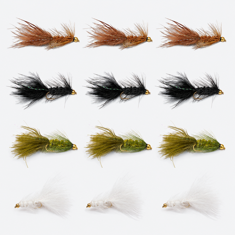 12 Pack Woolly Bugger — 12 flies, woolly12 pack layout