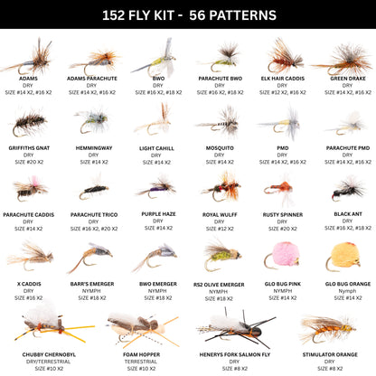 152-Piece Fly Fishing Flies Kit with Premium Storage Box for Trout, Bass & Panfish