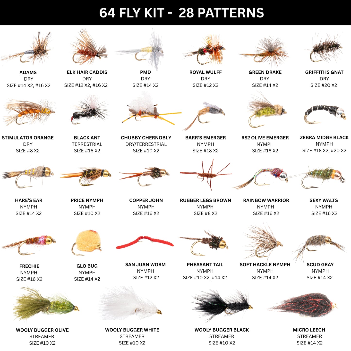 64-Piece Premium Fly Fishing Kit with Waterproof Fly Box