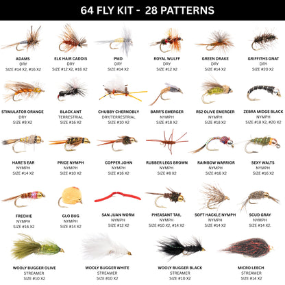 64-Piece Premium Fly Fishing Kit with Waterproof Fly Box