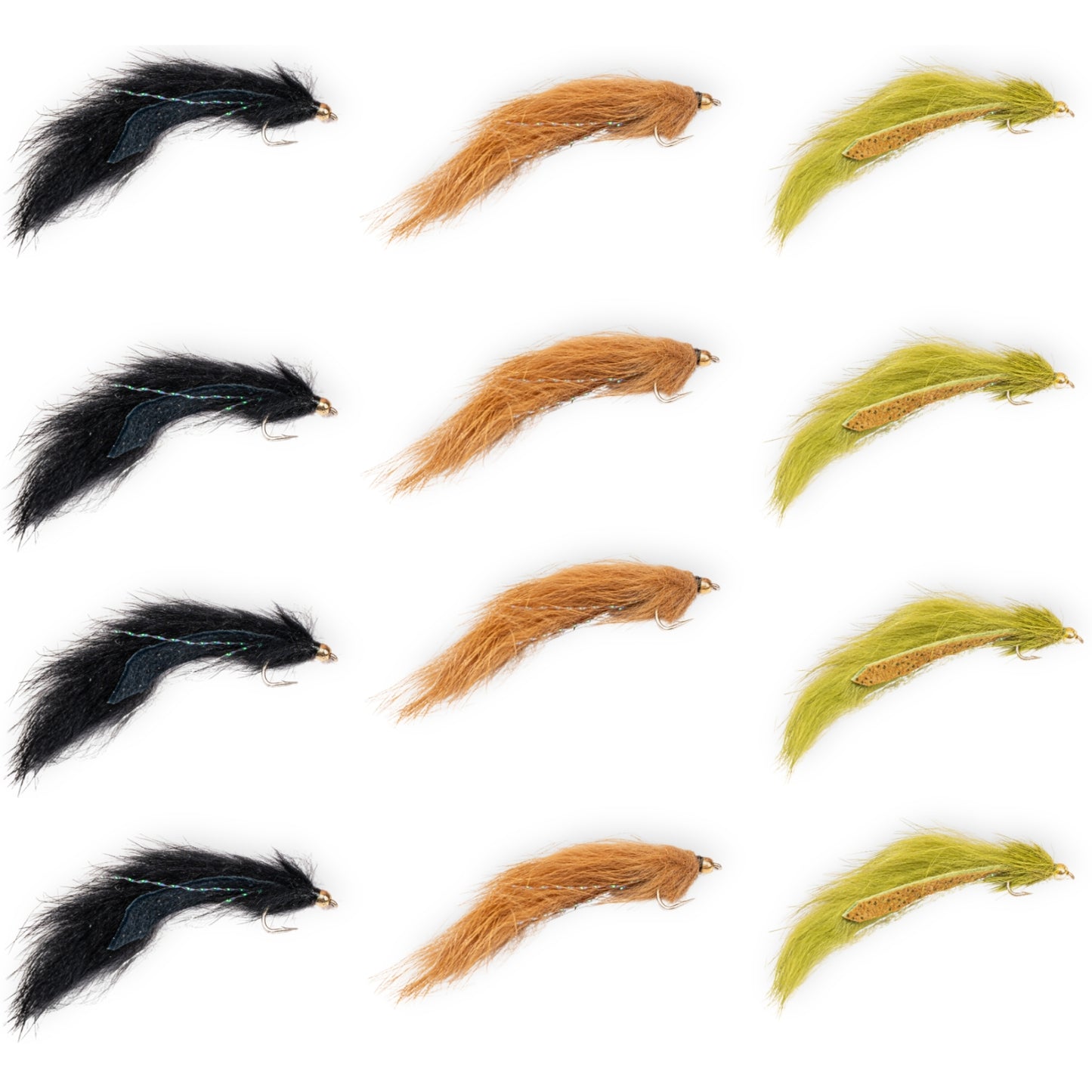 12-Pack Pine Squirrel Leech Flies for Trout & Bass