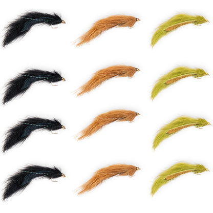 12-Pack Pine Squirrel Leech Flies for Trout & Bass