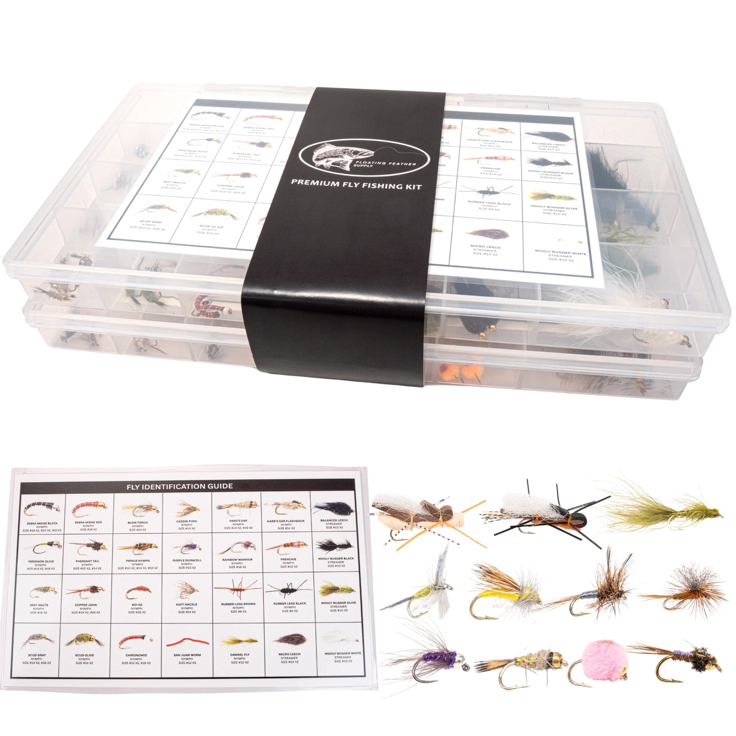 152-Piece Fly Fishing Flies Kit with Premium Storage Box for Trout, Bass & Panfish