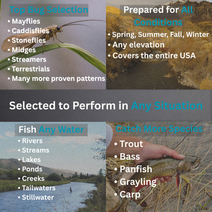 152-Piece Fly Fishing Flies Kit with Premium Storage Box for Trout, Bass & Panfish