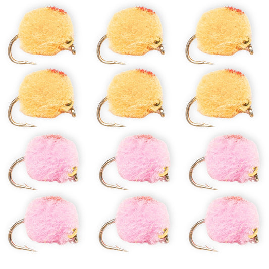 12-Pack Glo Bug Egg Flies for Trout & Steelhead