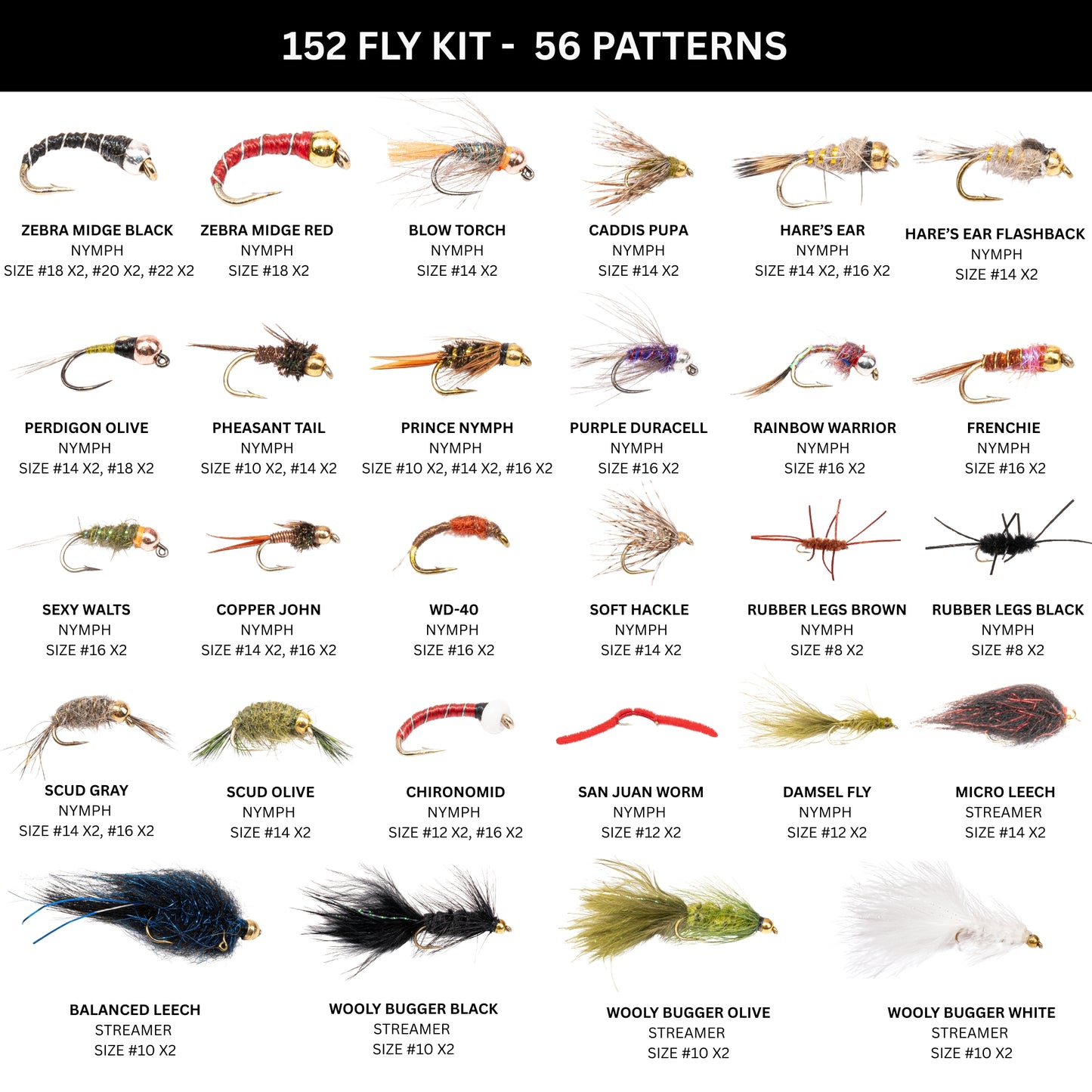152-Piece Fly Fishing Flies Kit with Premium Storage Box for Trout, Bass & Panfish