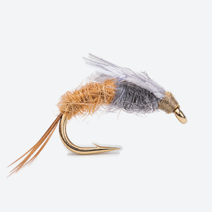 Barrs emerger fly on a pale studio background