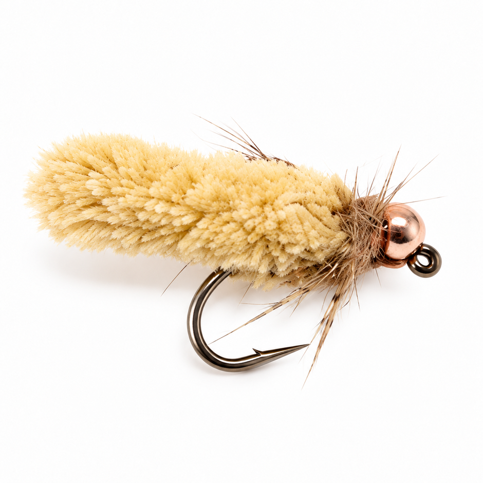 Mop Fly Tungsten Jig — Cream, single fishing fly