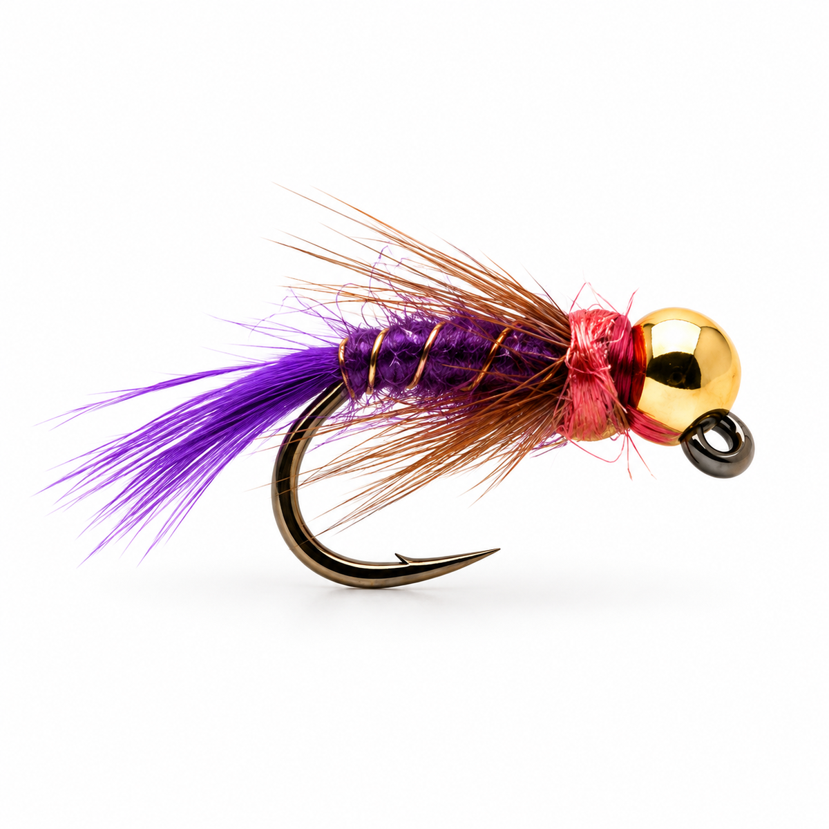 Purple Dart Tungsten Nymph — Purple, single fishing fly