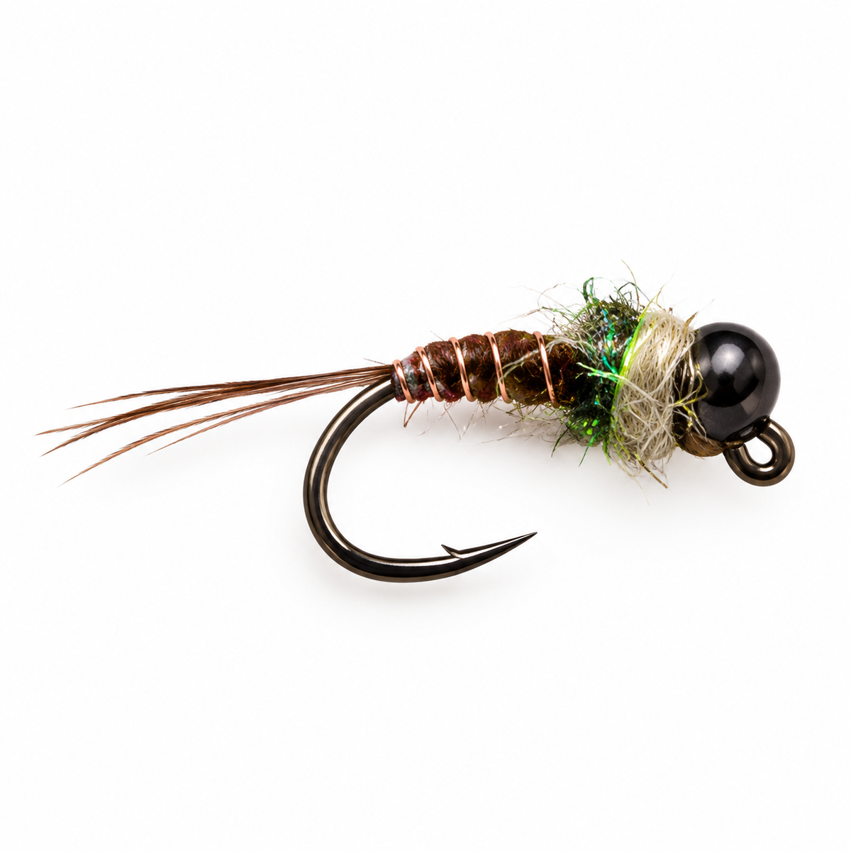Pheasant Tail Tungsten Jig — Natural, single fishing fly