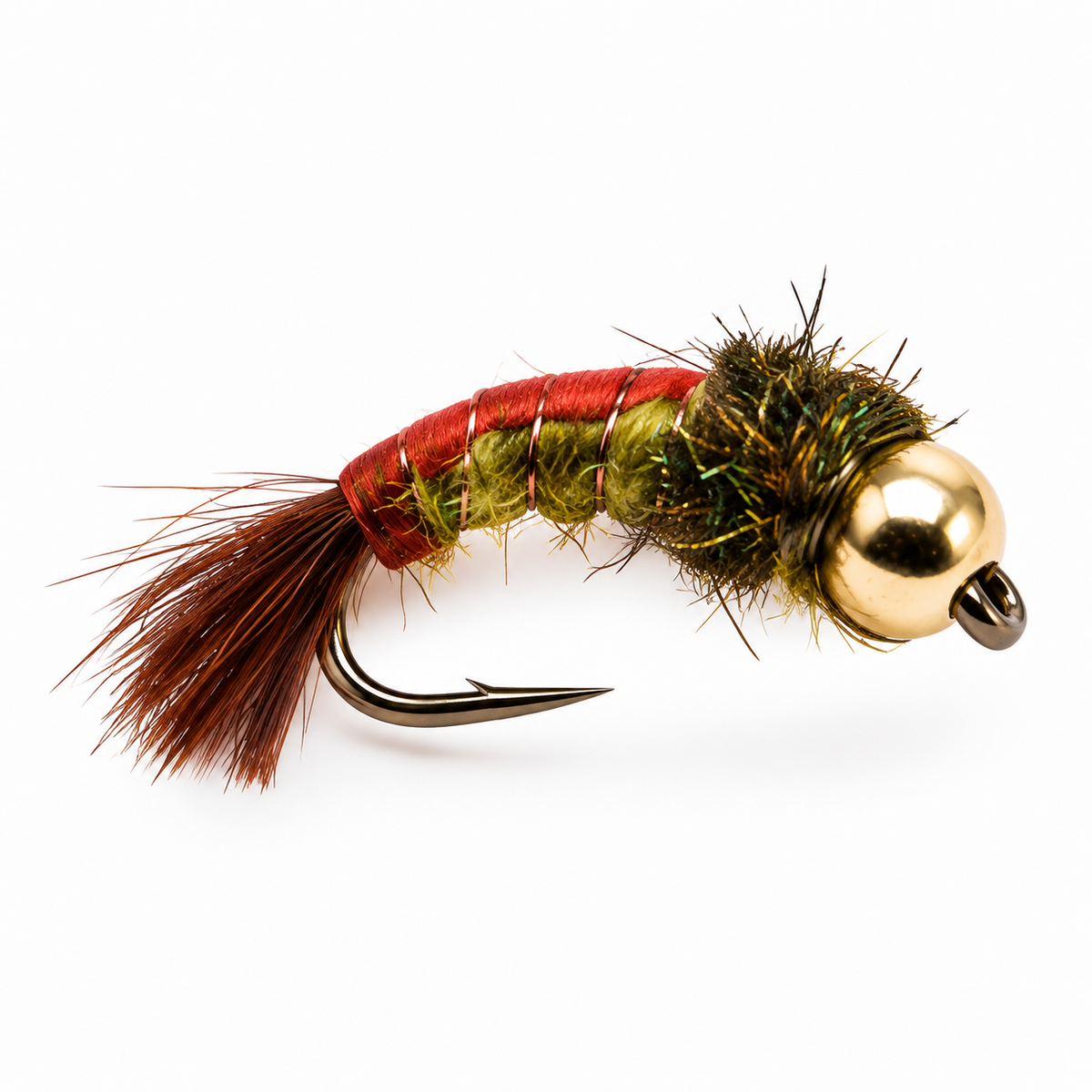 GTI Caddis Tungsten Nymph — Olive, single fishing fly