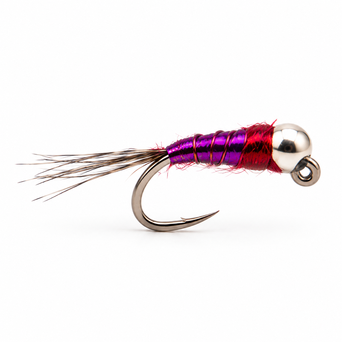 Tungsten Perdigon Nymph — Purple, single fishing fly
