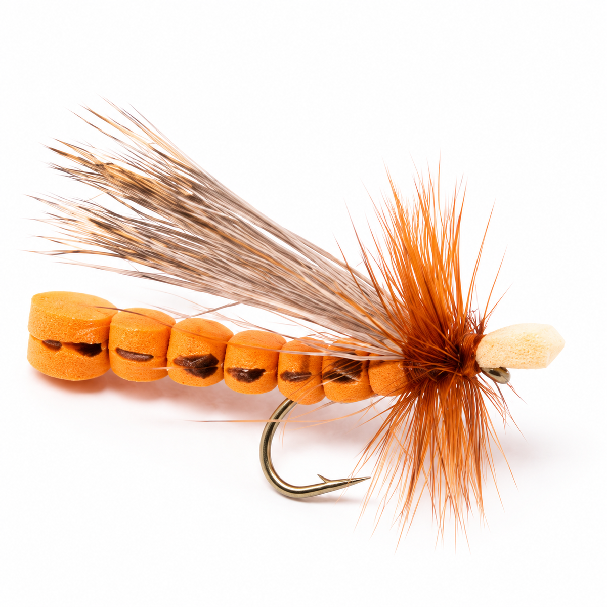 October Caddis — Orange, single fishing fly