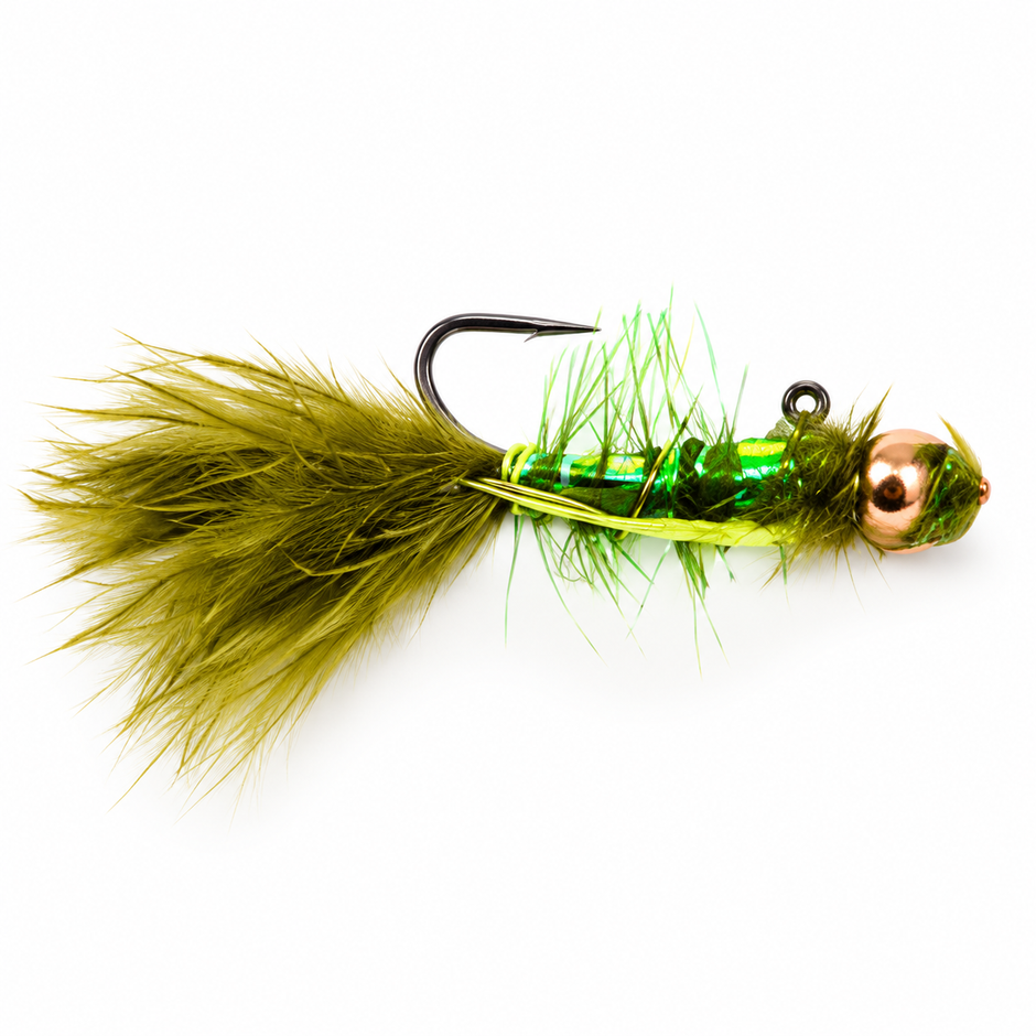 Balanced Damsel — Olive, single fishing fly
