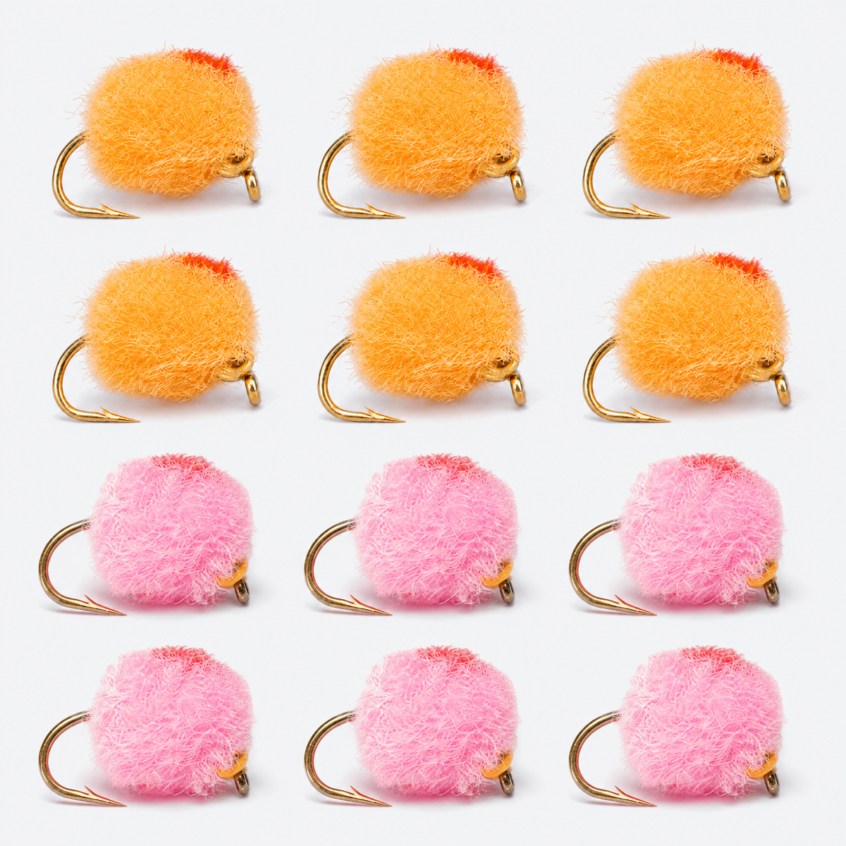Glo Bug — 12 flies, glo12 pack layout