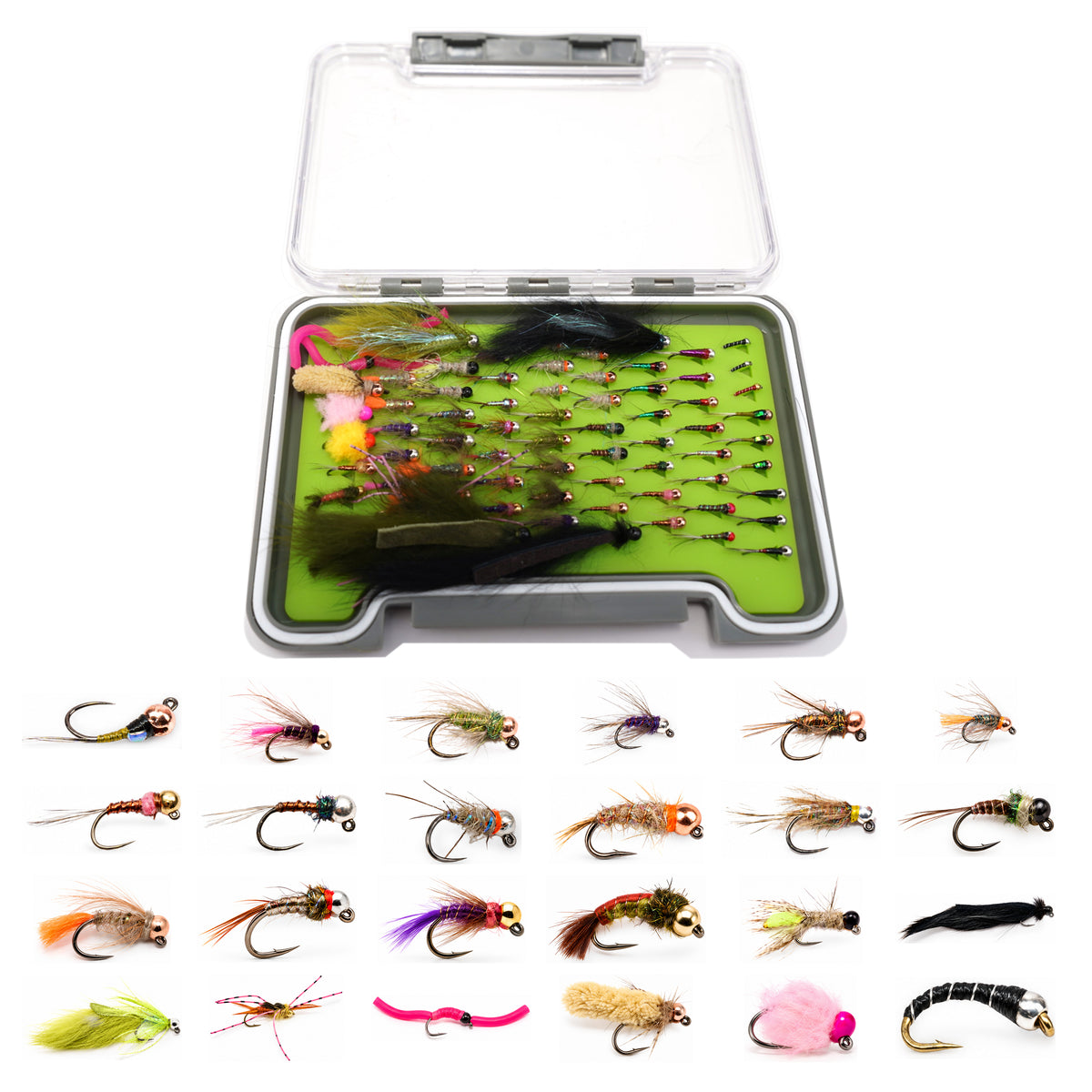 74 Tungsten Flies Euro Nymphing Kit with Fly Box
