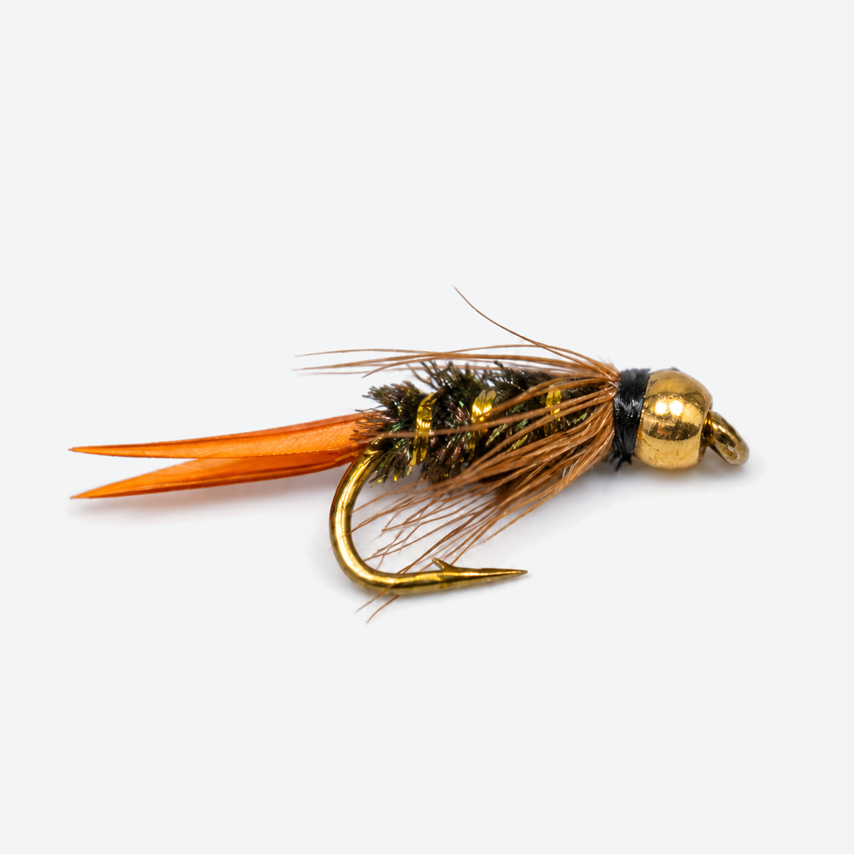 Prince Nymph - Bead Head single fly on a pale studio background