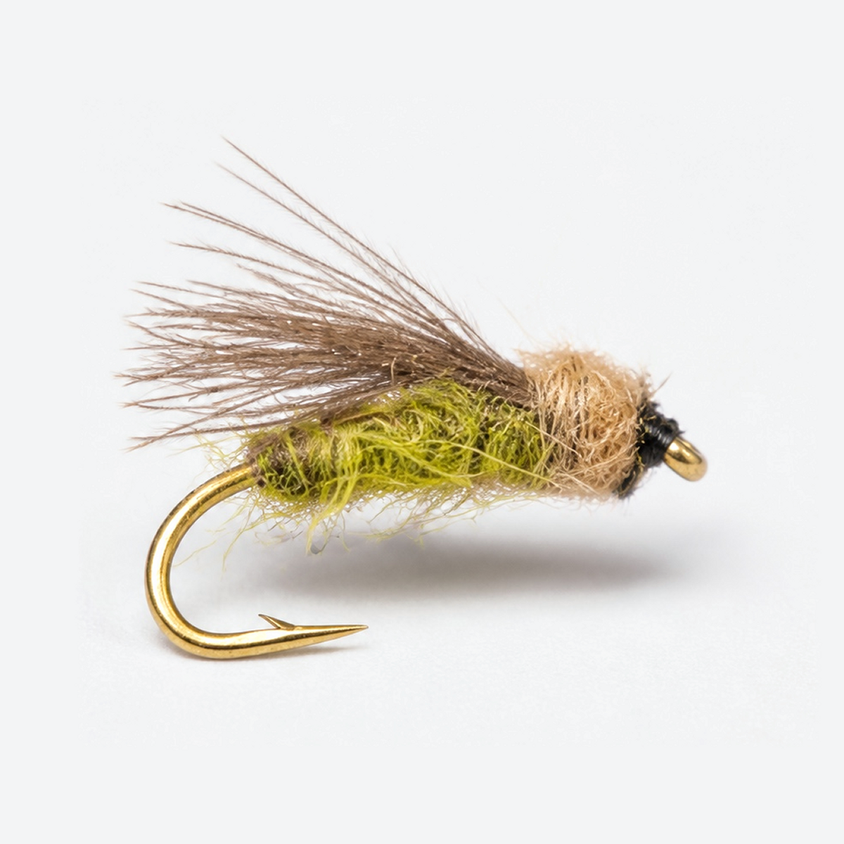 RS2 Emerger single fly on a pale studio background